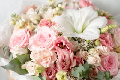 Flower composition on a gray background. Wedding and...
