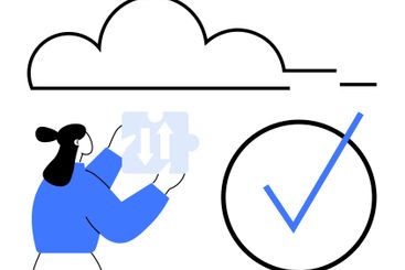 Cloud Integration Concept with Puzzle Piece and Data...