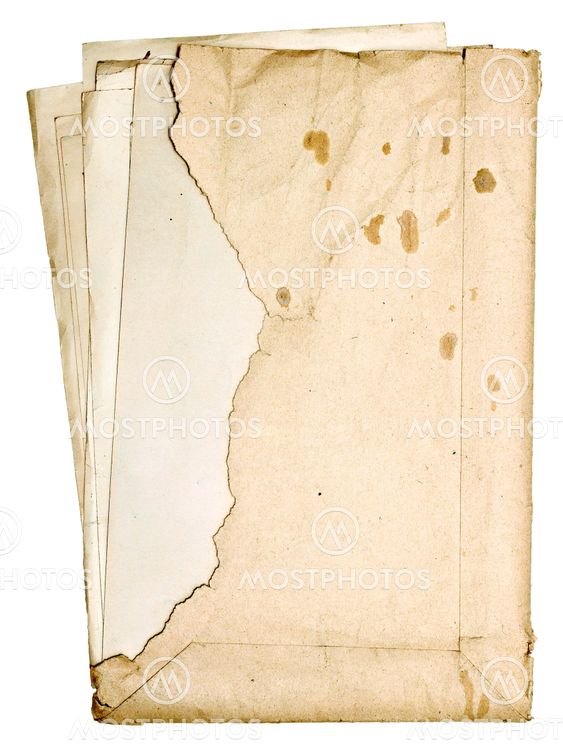 stack of old papers in a torn envelope