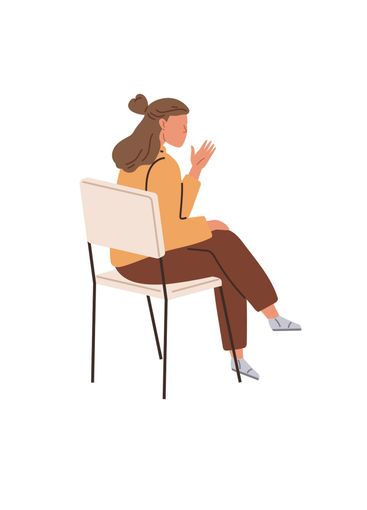 Person Sitting in Chair Having a Conversation on White...