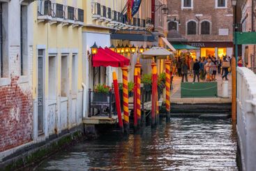 Venice, Italy street, canal in the evening