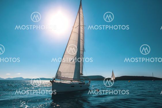 Luxury yachts at sea sailing regatta.