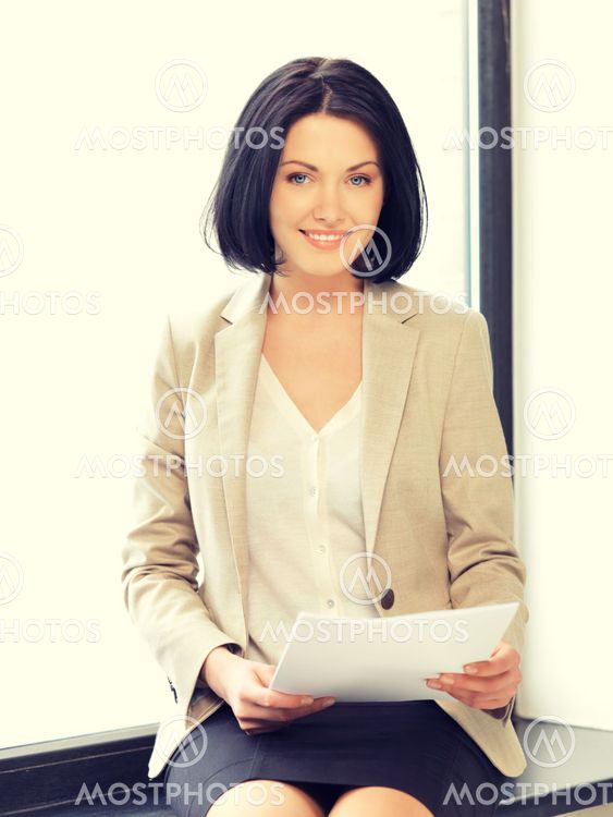 happy woman with documents