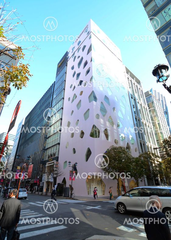 GINZA, JAPAN - NOV 26 : Modern building in Ginza area on November 26, 2013 in Tokyo