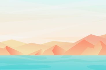 Coastal landscape illustration. Vector seaside mountains...