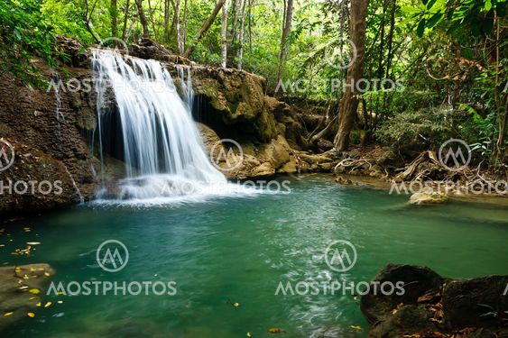 Waterfall in National Park , Kanchanaburi Province , Thailand