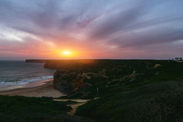 beautiful summer beach at the algarve coast in portugal