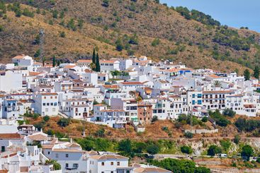 Drone, city and outdoor to travel in Spain, Europe...