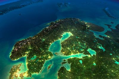 Night Earth. Europe. Scandinavia