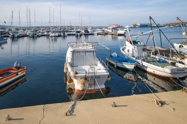 Sunset panorama of the port of Sozopol, Bulgaria