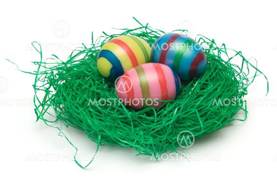 Three Easter Eggs on Grass