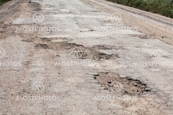 Broken road in Ukraine, Odessa region, 2012, July