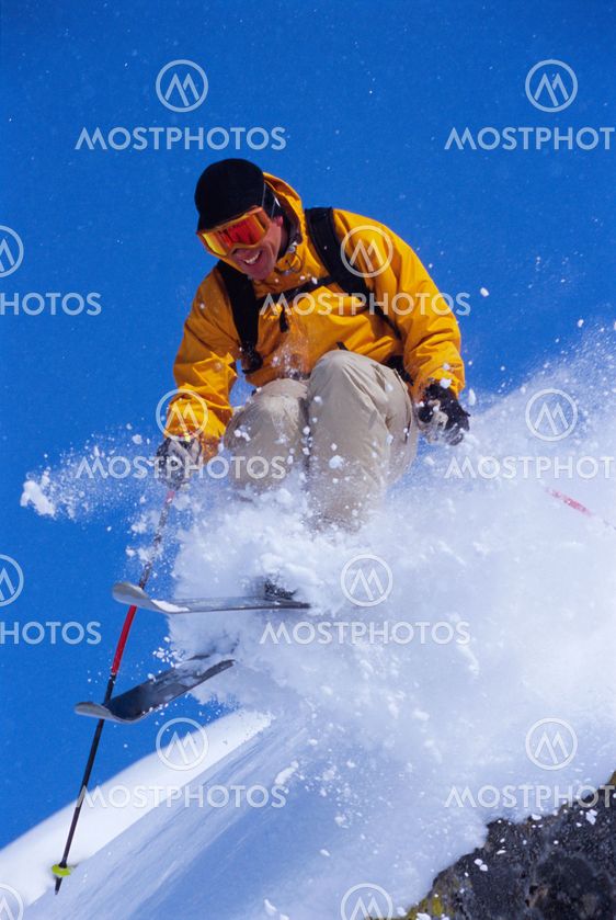 Young man skiing