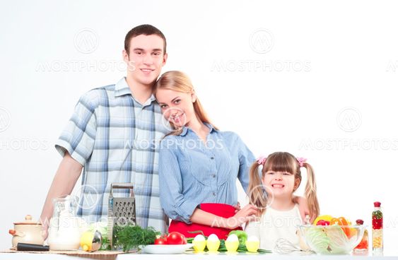 portrait of family cook together