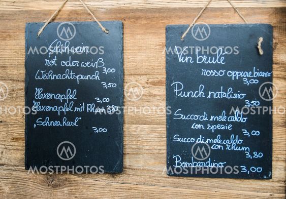 blackboards with a drink list