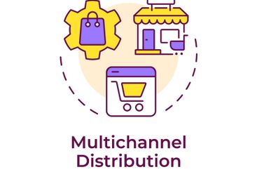 Multichannel distribution multi color concept icon