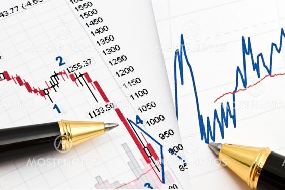 Background of business graph and a pen