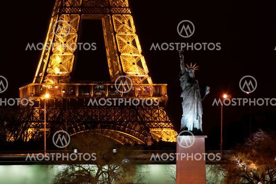 The small Statue of Liberty near the Eiffel tower in Paris