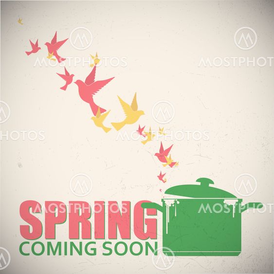 Abstract vector illustration of pan and birds.