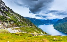 Mountains landscape and fjord in Norway