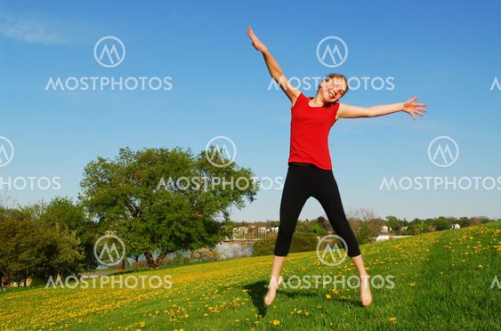 Young girl jumping