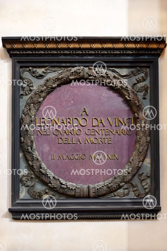 memorial plaque of Leonardo Da Vinci in Santa Croce basilica, Florence