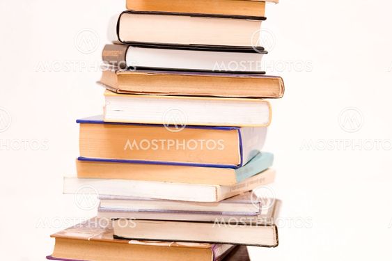 Books on white background