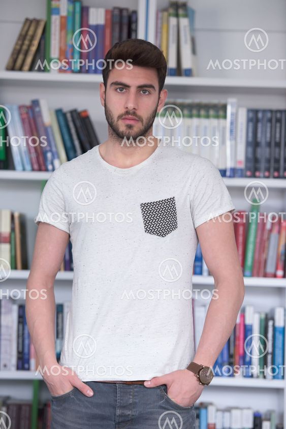 student study in school library