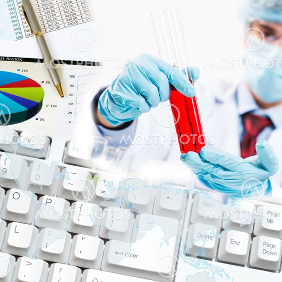 Collage with scientist in laboratory