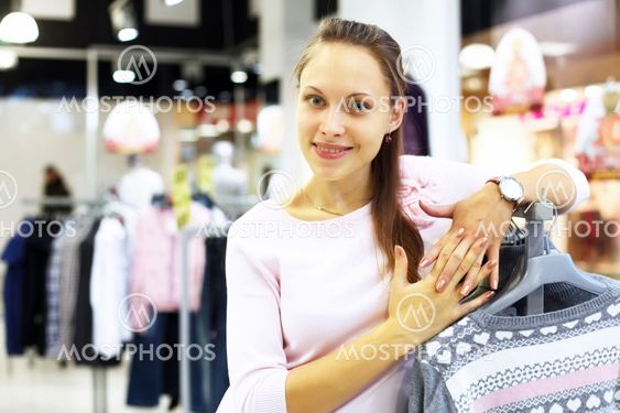 Shopping in clothes store