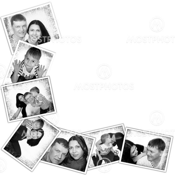 Photos background with and different black and white shots of family