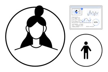 Female profile, male figure, and data analytics...