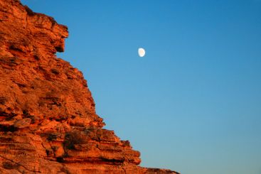 Coastal cliff at sunset.