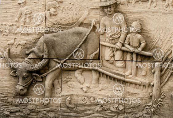 native molding art on wall in thai style