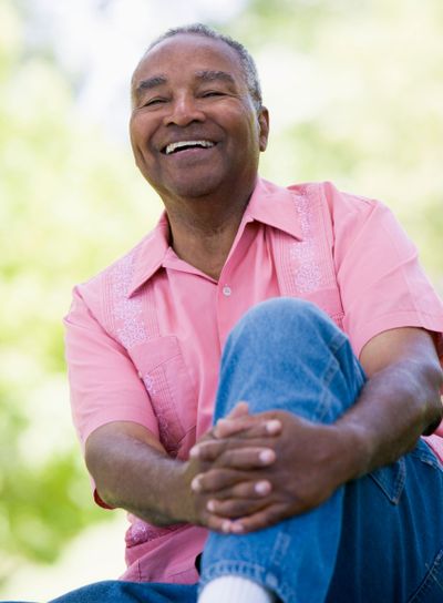 Senior man relaxing in park