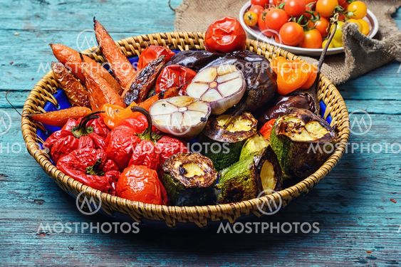 Dish of baked vegetables