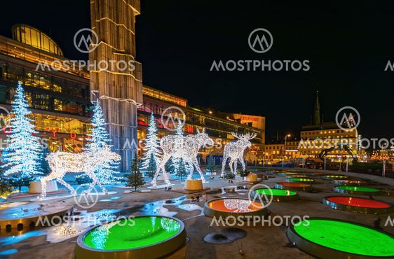 Christmas decorations in forms of a Moose family in the...