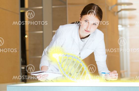 young woman doing research