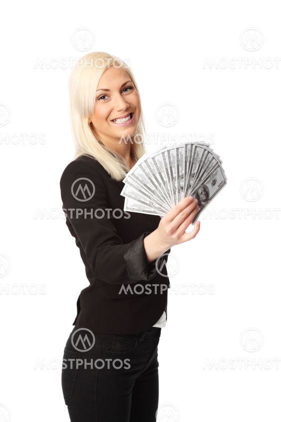 Cute woman with cash