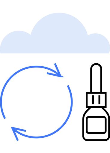 Cloud storage, recycling symbol, and dropper bottle...