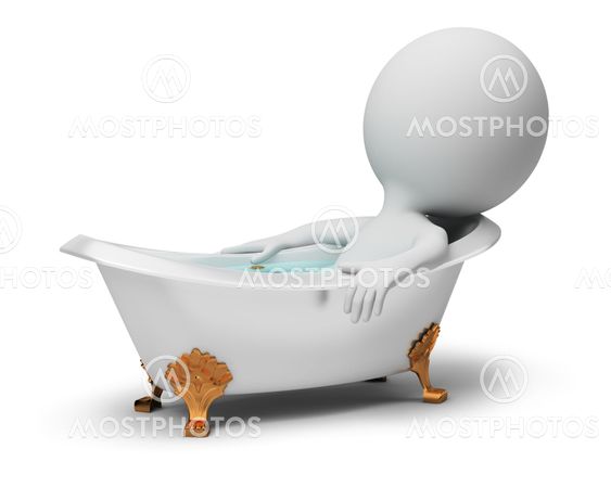 3d small people - in a bath