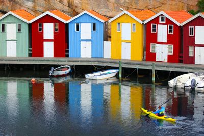 Wooden fishing huts Sweden, Scandinavia 