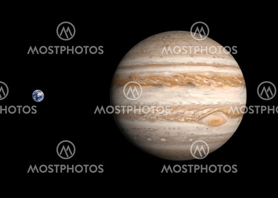 Planets Earth and Jupiter