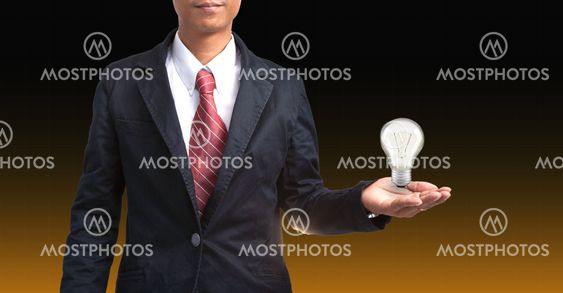 man and light bulb in hand
