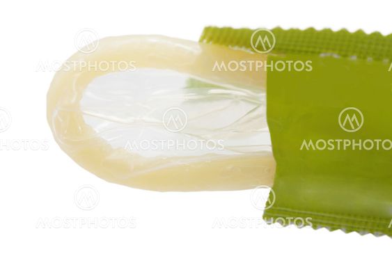 Macro shot of a condom ready to be used