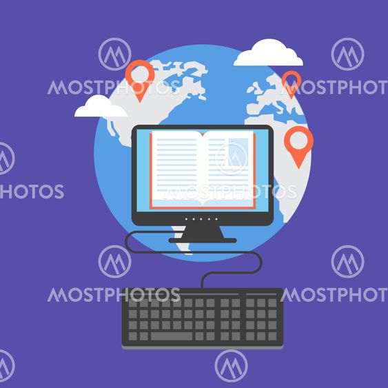 Distance education concept. Flat design stylish.