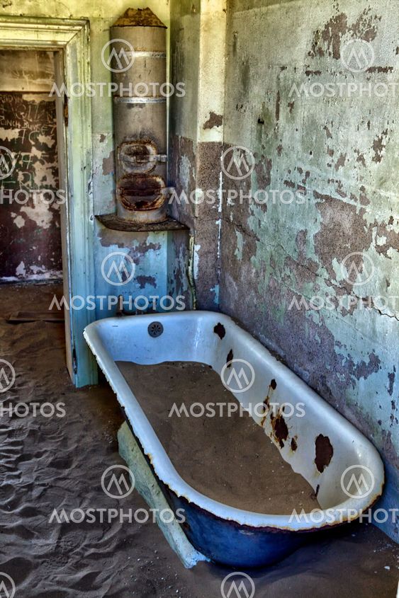 a bathroom at kolmanskop ghost town near luderitz namibia