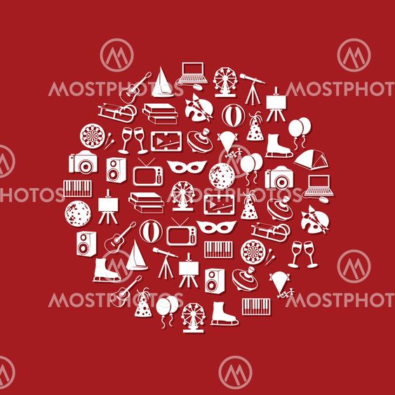 entertainment icons in circle