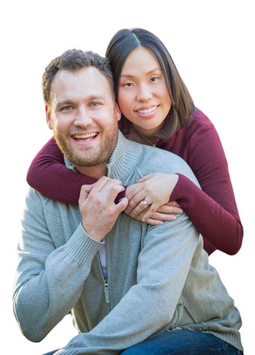 Mixed Race Chinese and Caucasian Couple Portrait...