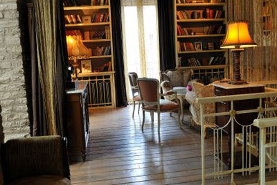 Picture of a retro-style decorated room with relaxed...